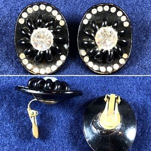 black retro clip on earring